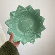 Lotus Petal Green Deep Plate, Ceramic Dinnerware, Elegant Floral Design - detail 1