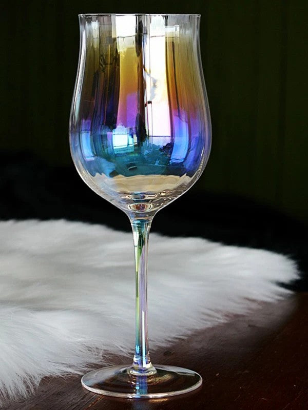 Tulip Stemmed Wine Glass, Rainbow Pink, 400 ml, Crystal Glass - detail 3