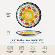Floral Shallow Plate, 8.4 in, Hand-Painted - detail 1