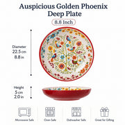 Auspicious Golden Phoenix Deep Plate, 8.8 Inch - detail 1