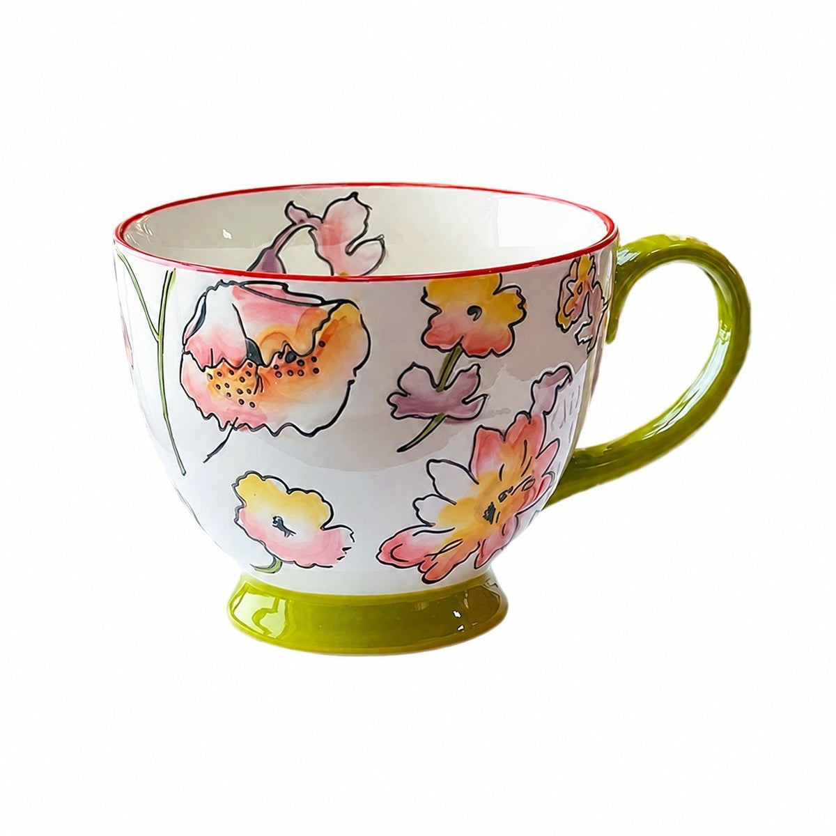 Ceramic Relief Handled Mug, Hand-Painted - product view 3