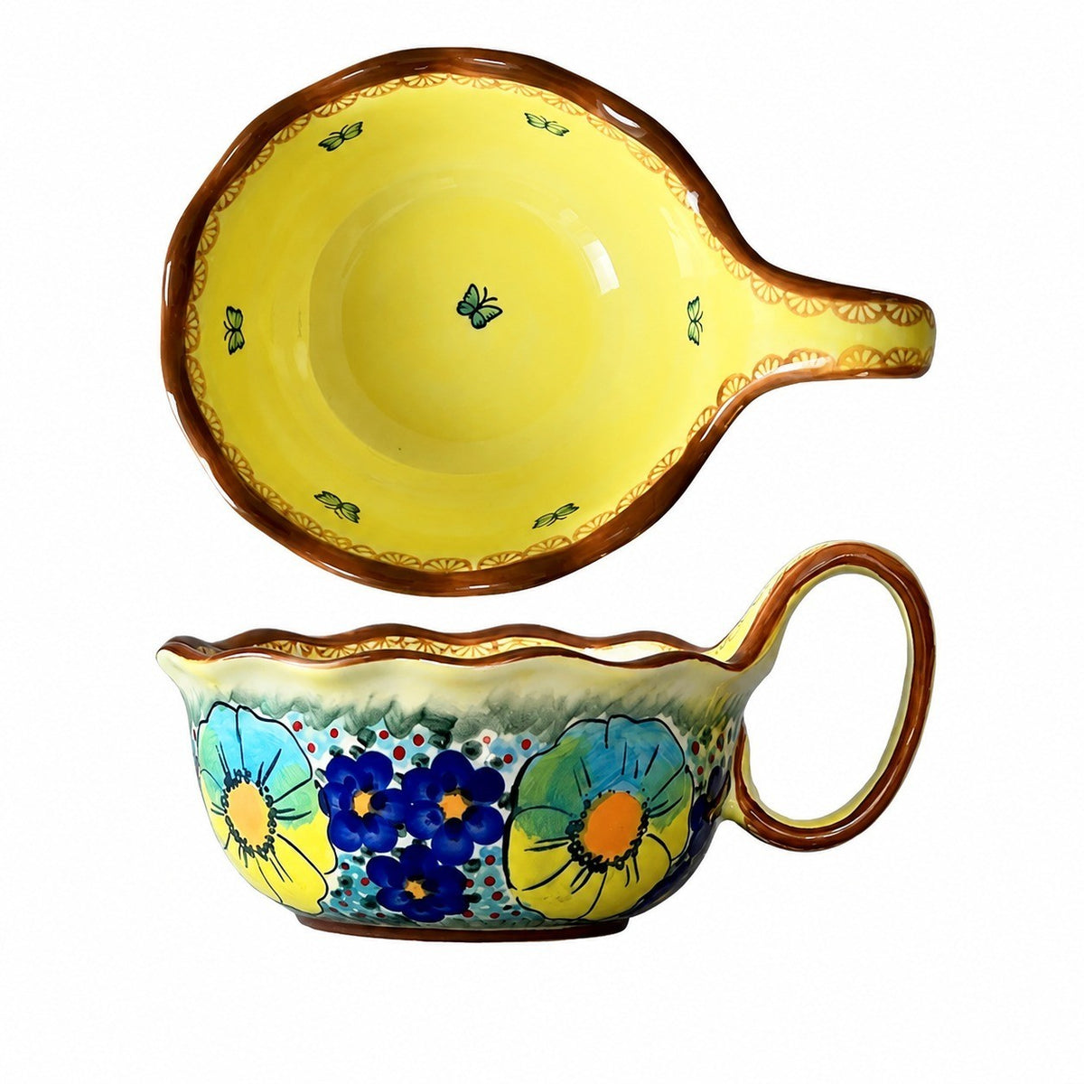 Underglaze Porcelain Floral Handled Bowl, 900ml - product view 4