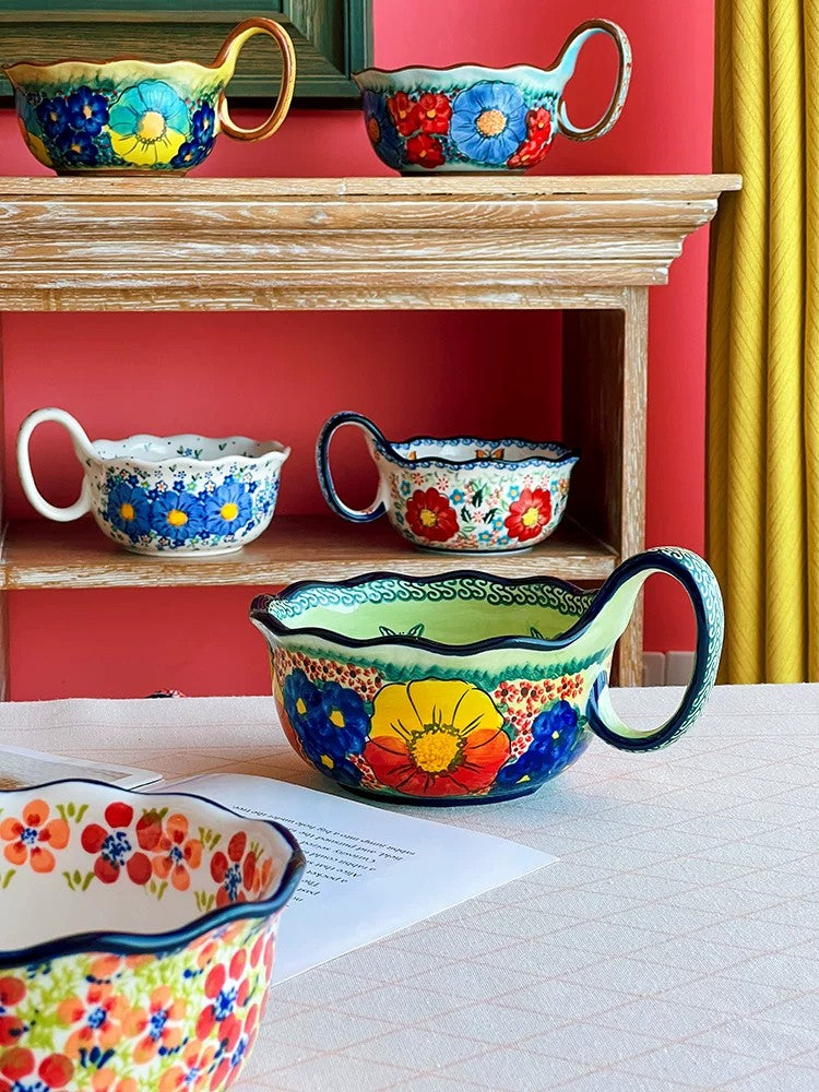 Underglaze Porcelain Floral Handled Bowl, 900ml - detail 2