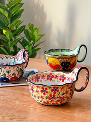 Underglaze Porcelain Floral Handled Bowl, 900ml - detail 3
