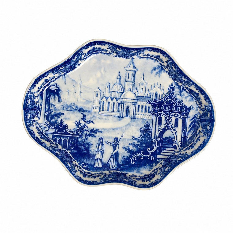 Vintage Blue and White Cloud Ceramic Plate, Decorative Dinnerware - product view 1