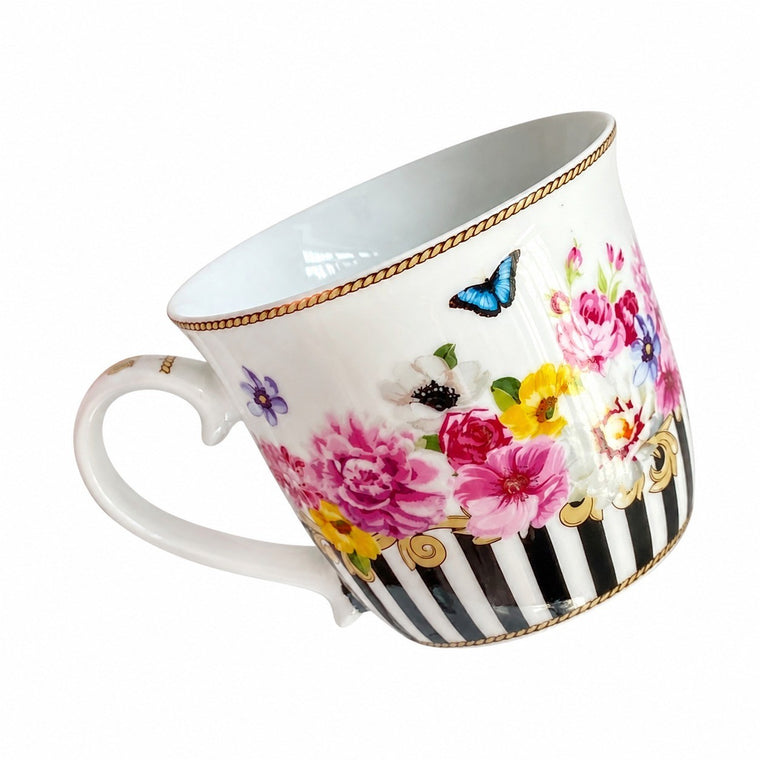 Black Stripe Floral Medium 250 ml Cup - product view 2