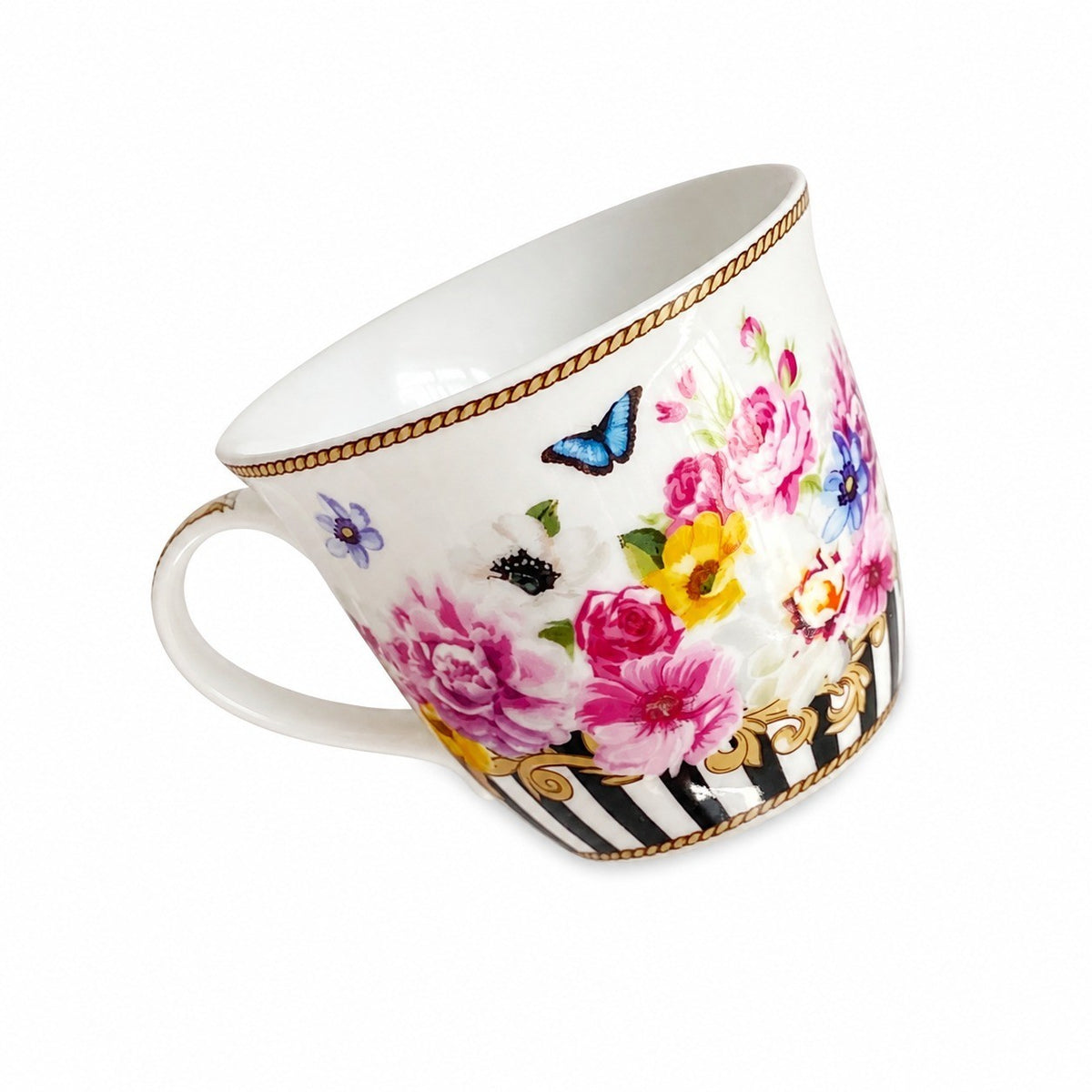 Black Stripe Floral Medium 250 ml Cup - product view 3