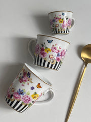 Black Stripe Floral Medium 250 ml Cup - detail 2