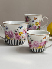 Black Stripe Floral Medium 250 ml Cup - detail 3