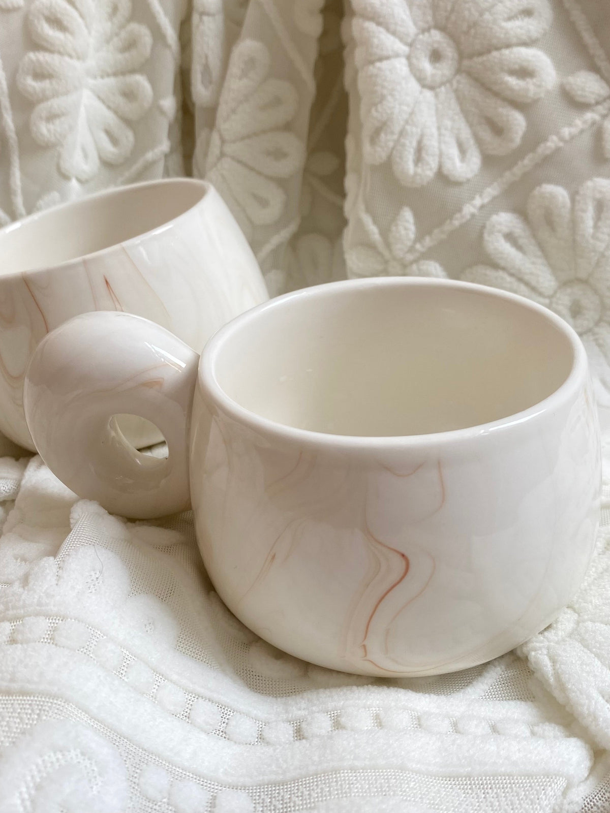 Marble Pattern Round Handle Cup, Ceramic Coffee Mug - detail 3