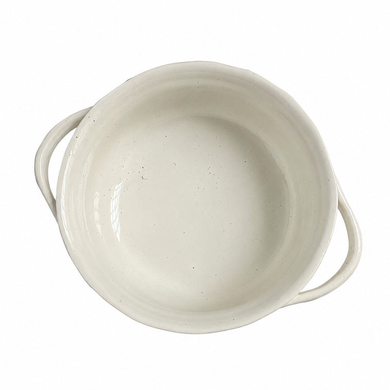 Rustic Pottery Two-Handled Soup Bowl, 21 x 16 x 6.5 cm, Ceramic Serving Bowl - product view 1