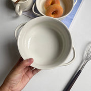 Rustic Pottery Two-Handled Soup Bowl, 21 x 16 x 6.5 cm, Ceramic Serving Bowl - detail 1