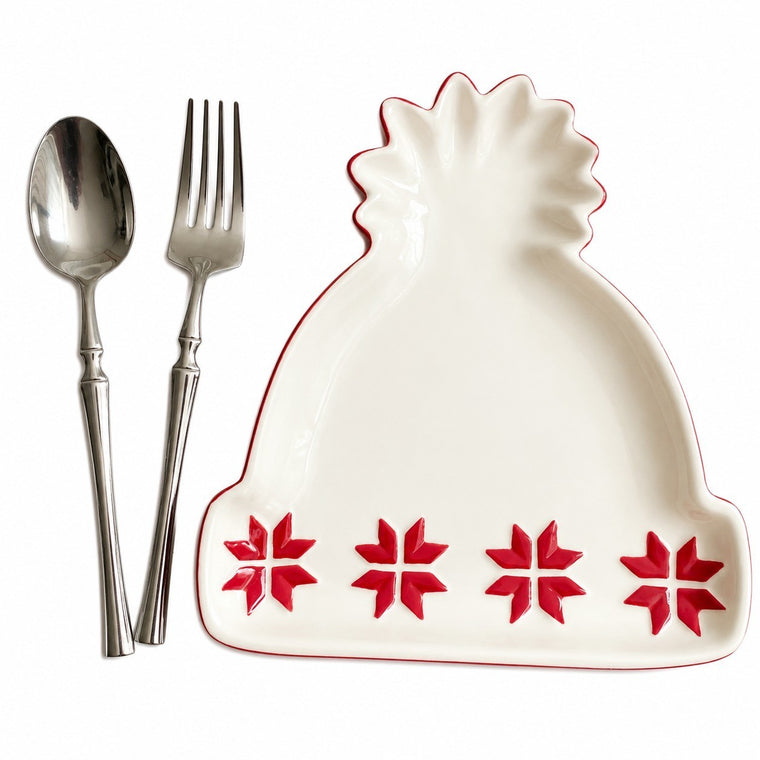 Christmas Hat Plate, Festive Holiday Dinnerware, Decorative Serving Plate - product view 1