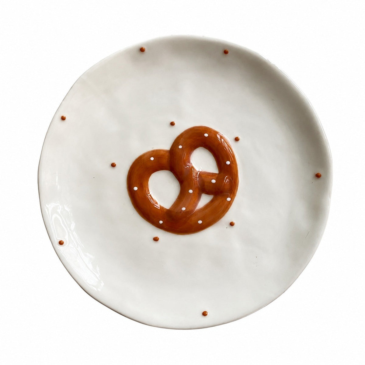 Beaded Cookie Small Dish, Ceramic Decorative Plate, Relief Detailing - product view 1