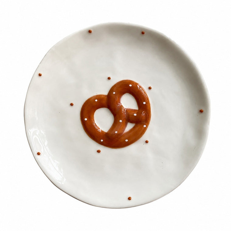 Beaded Cookie Small Dish, Ceramic Decorative Plate, Relief Detailing - product view 1