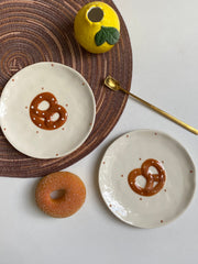 Beaded Cookie Small Dish, Ceramic Decorative Plate, Relief Detailing - detail 2
