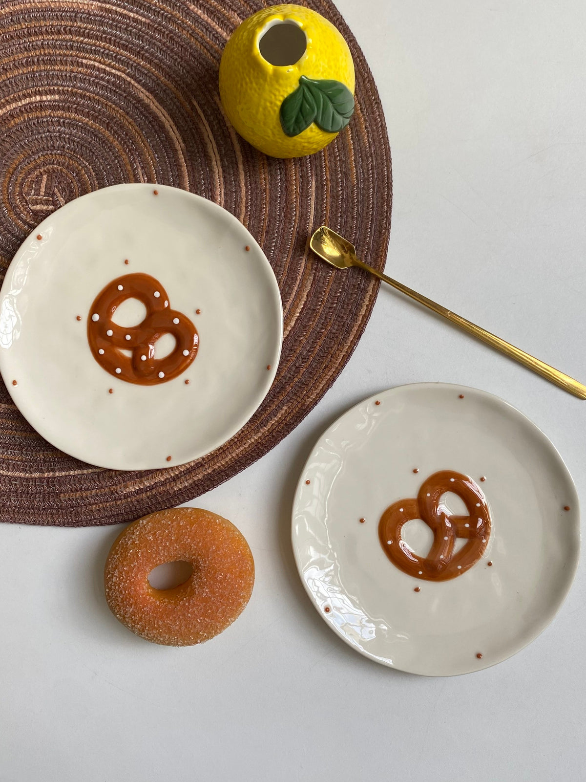 Beaded Cookie Small Dish, Ceramic Decorative Plate, Relief Detailing - detail 2
