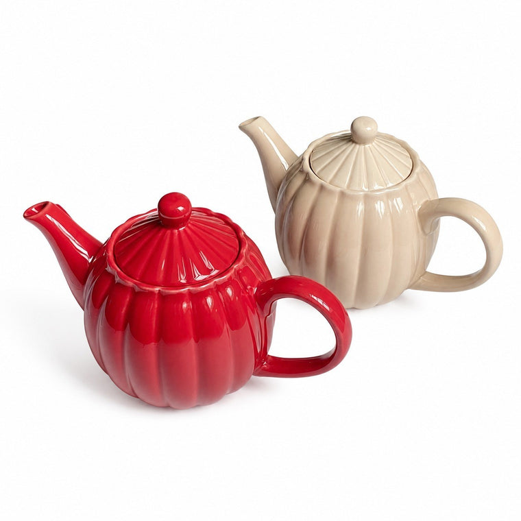 Ceramic Pitcher, Chrysanthemum Petal Relief, 901ml-1L, Nude - product view 1