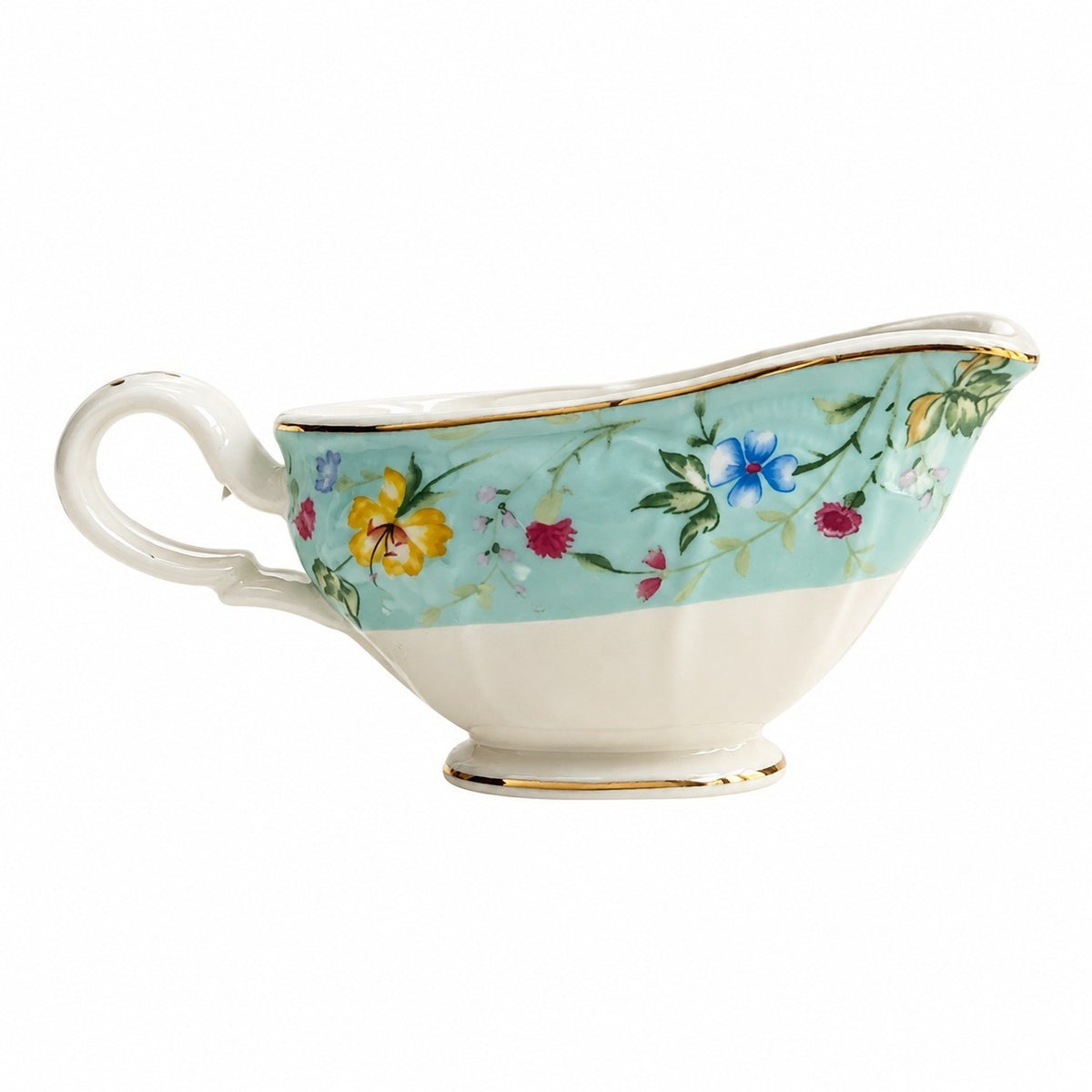 Ceramic Sauce Boat, Blue Floral, Serveware - product view 1