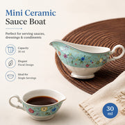 Ceramic Sauce Boat, Blue Floral, Serveware - detail 2