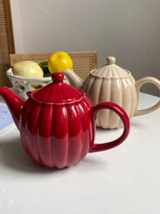 Ceramic Pitcher, Chrysanthemum Petal Relief, 901ml-1L, Nude - detail 2