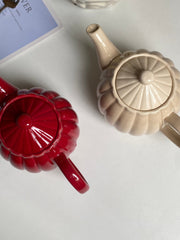Ceramic Pitcher, Chrysanthemum Petal Relief, 901ml-1L, Nude - detail 3