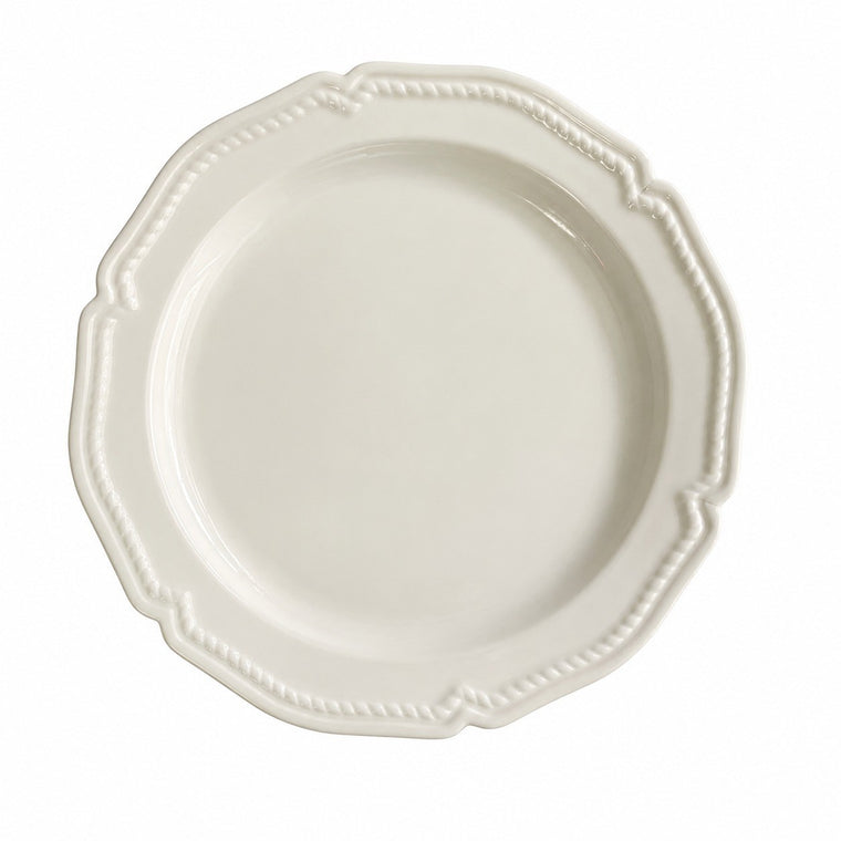 White Rattan Pattern Ceramic Plate, 9.5 Inch, 24 x 2 cm, Relief Detail - product view 2