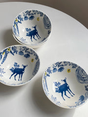Forest Deer Ceramic Bowl, 6 Inch, Underglaze Decoration - detail 2