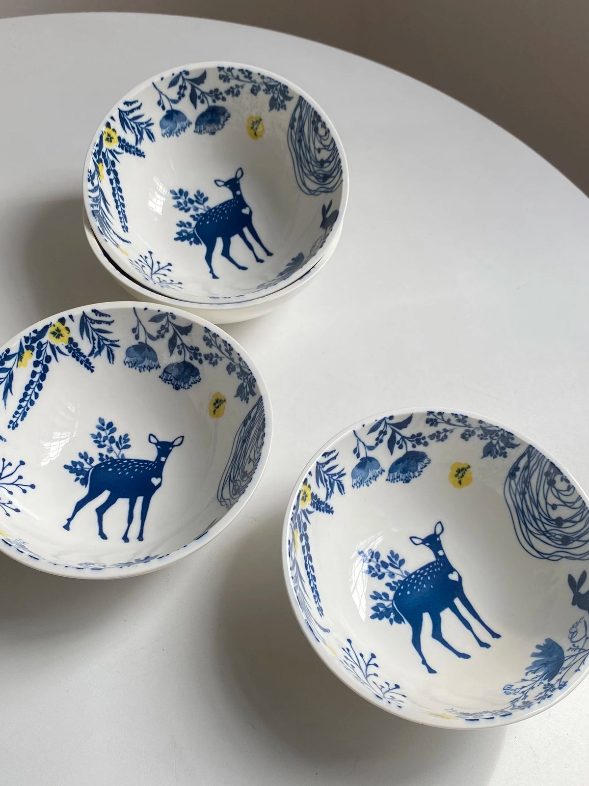 Forest Deer Ceramic Bowl, 6 Inch, Underglaze Decoration - detail 2