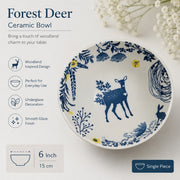 Forest Deer Ceramic Bowl, 6 Inch, Underglaze Decoration - detail 3