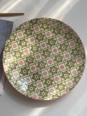 Ceramic Plate, Pink Floral Design, 21 x 2.5 cm, Decorative Dinnerware - detail 2