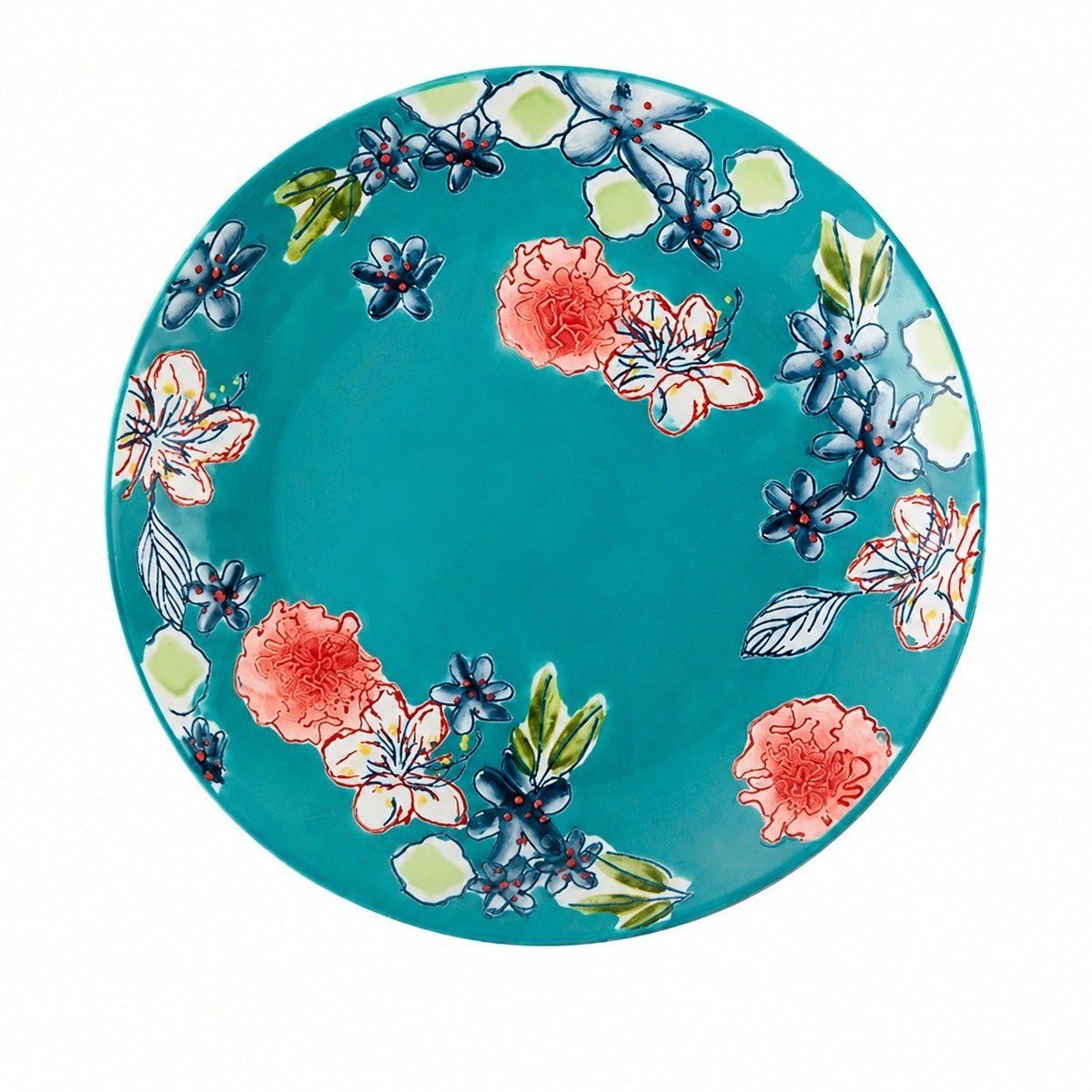 Hydrangea Underglaze Porcelain Bowl, Hand-Painted Side Plate - product view 4