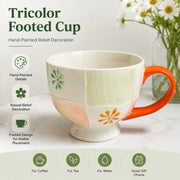 Tricolor Straight-Sided Breakfast Mug, Hand-Painted Relief Decoration - detail 1