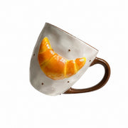 Croissant Beaded Brown Cup, Ceramic Coffee Mug, Unique Design - product view 2