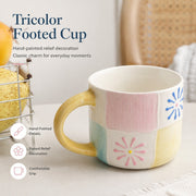 Tricolor Straight-Sided Breakfast Mug, Hand-Painted Relief Decoration - detail 3