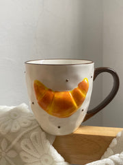 Croissant Beaded Brown Cup, Ceramic Coffee Mug, Unique Design - detail 3