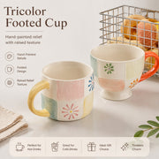 Tricolor Straight-Sided Breakfast Mug, Hand-Painted Relief Decoration - detail 2