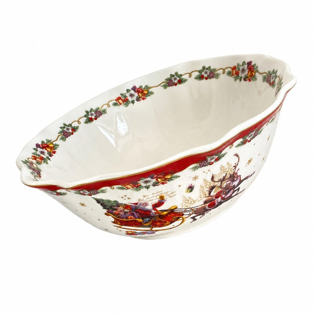 8 Inch Round Ceramic Plate, Cute Santa Design, 20 x 1.5 cm, Christmas Dinnerware - product view 4