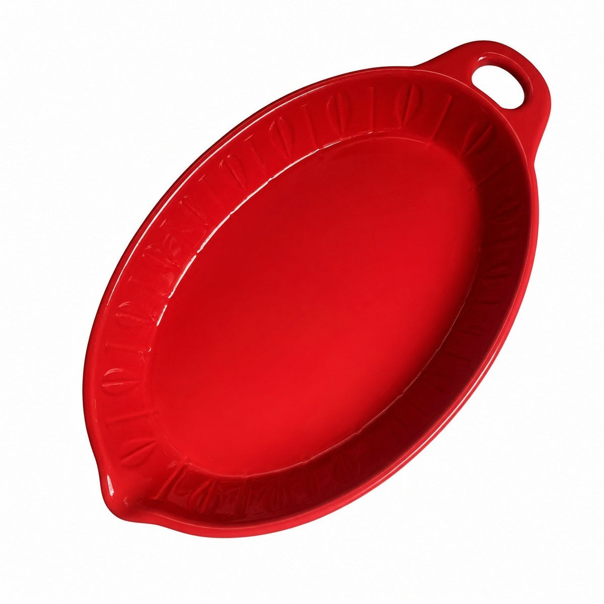 Ceramic Baking Dish with Red Handle, 38.5 x 23.5 x 5 cm, Large, Underglaze Decoration - product view 1