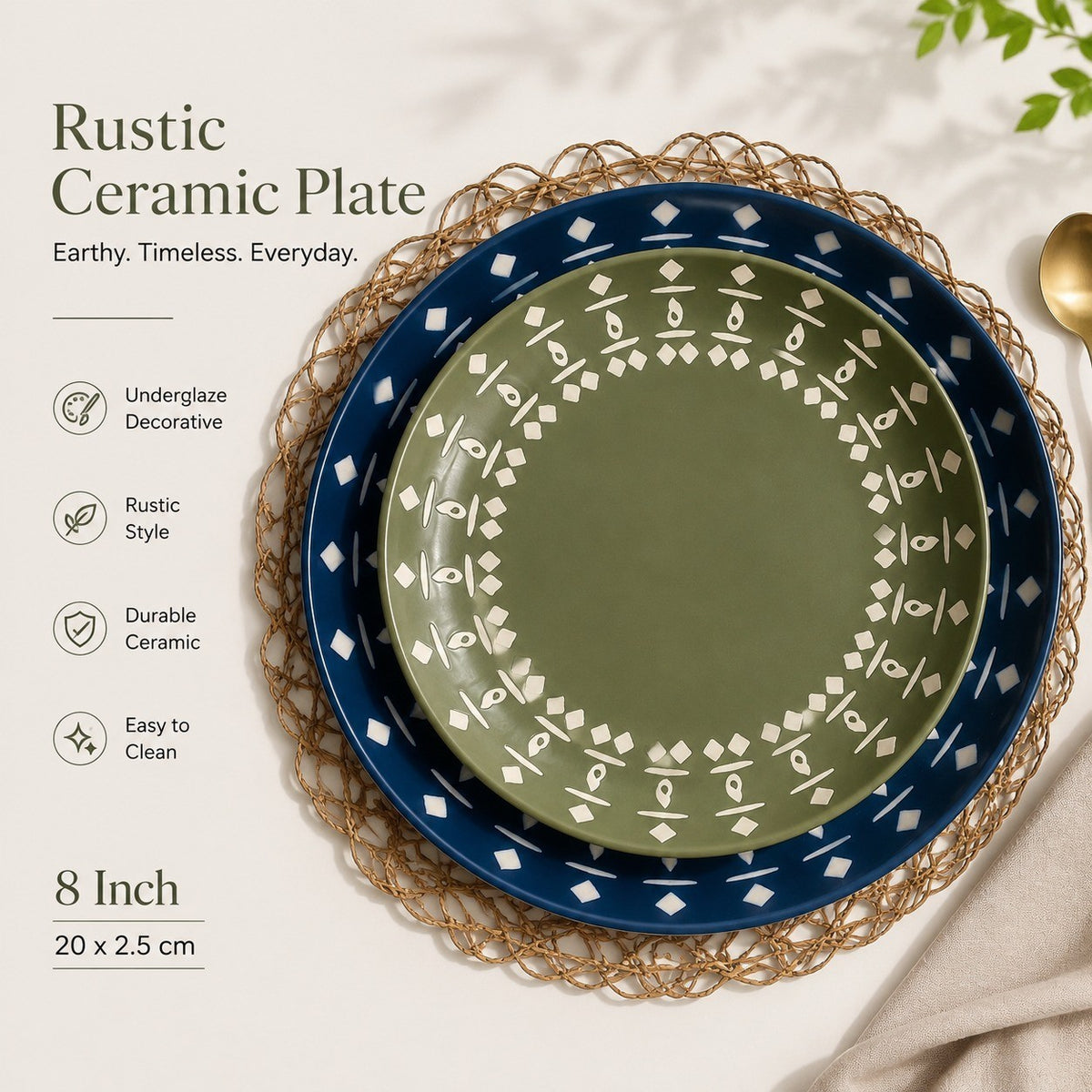 Blue-Green Two-Tone Underglaze Ceramic Tableware Collection - detail 3
