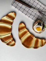 Ceramic Croissant Small Dish, Underglaze Decorative Plate - detail 1
