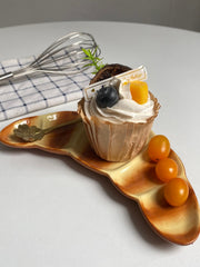Ceramic Croissant Small Dish, Underglaze Decorative Plate - detail 3