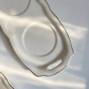 Gold-Trimmed Three-Compartment Long Platter, Serving Tray for Appetizers & Snacks - detail 3