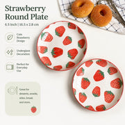 Strawberry Round Plate 6.5 Inch, 16.5 x 2.8 cm, Underglaze Decoration - detail 2