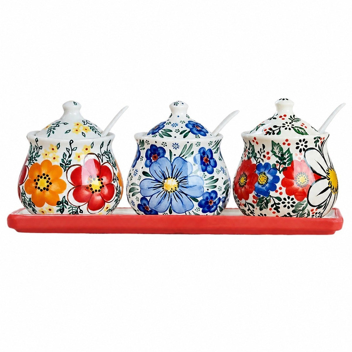 Blue Melamine Seasoning Jar Tray Set, 3-Piece - product view 11