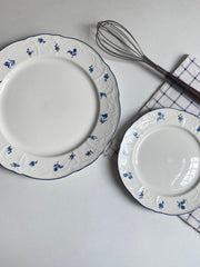 Small Blue and White Ceramic Plate, 7.5 Inch, Relief Detailing - detail 1