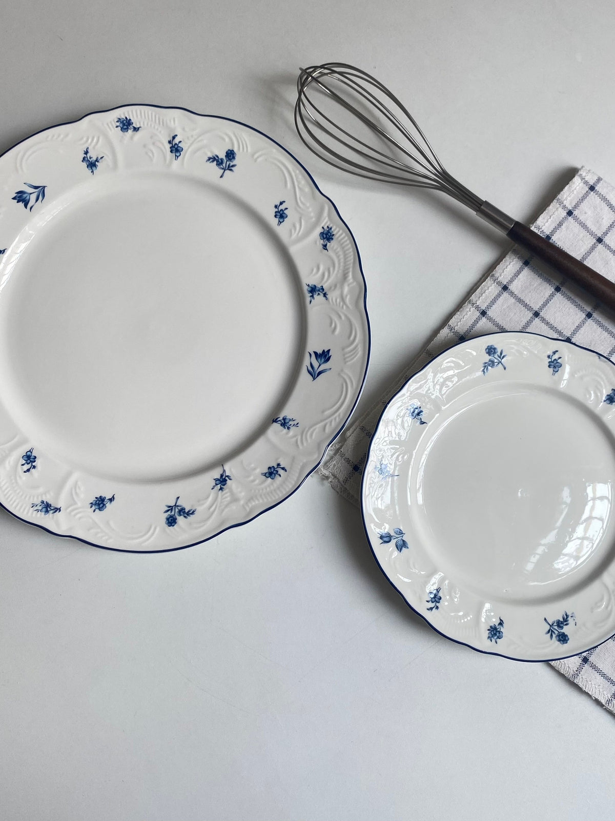 Small Blue and White Ceramic Plate, 7.5 Inch, Relief Detailing - detail 1