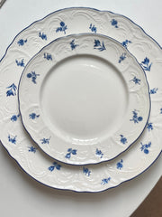 Small Blue and White Ceramic Plate, 7.5 Inch, Relief Detailing - detail 3