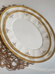 Gold-Rimmed Fish Platter, Meander Pattern, 14 Inch, Ceramic Serving Dish - detail 1