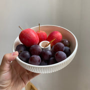 Relief White Fruit Bowl, 16.6 x 5.3 cm, Ceramic Serving Dish - detail 1
